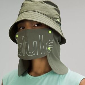lululemon UV Sun Bucket Hat with Neck Flap UV Protection LU9AU1S M/L MEOL Olive